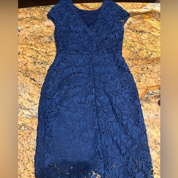 ⭐️NWOT⭐️ Lulus Right Sheer, Right Now Navy Blue Lace Bodycon Dress - Picture 4 of 8